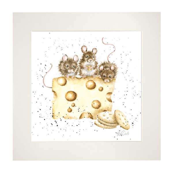 Wrendale Mounted Prints MP160 "Crackers about cheese" - Mäuse