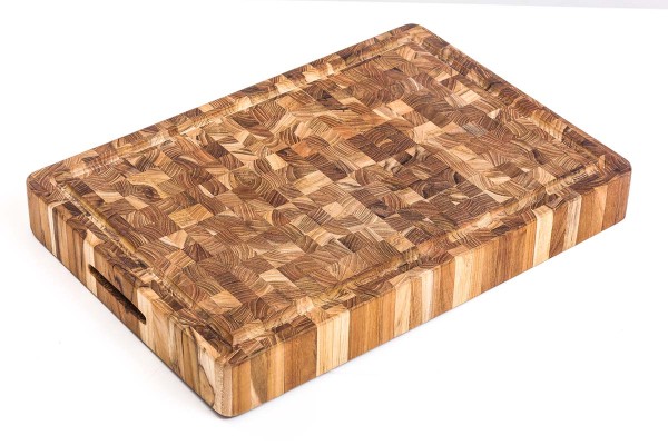 TeakHaus Butcher Block TH313 Schneidebrett mit Saftkanal - L - extra Dick