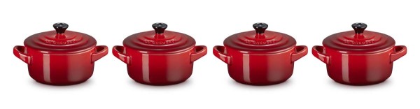 Le Creuset Steinzeug 79212100600100 4er-Set Mini Cocottes 10cm 0,25L - Kirschrot