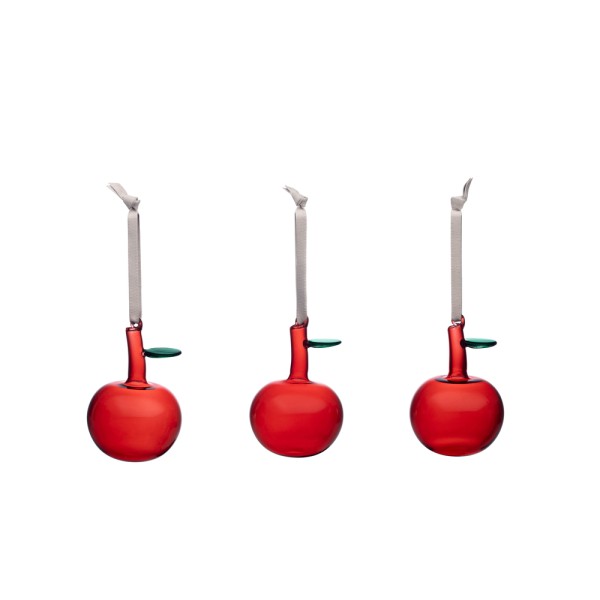 Iittala Oiva Toikka Collection 1069627 Glas Apfel Set 3-tlg. - Rot