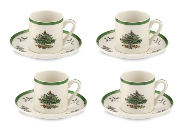 Spode Christmas Tree 4er-Set Espressotasse mit Untertasse 0,09L