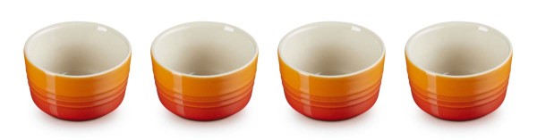 Le Creuset Steinzeug 79109100900000 4er-Set Mini Förmchen 8cm 0,1L - Ofenrot