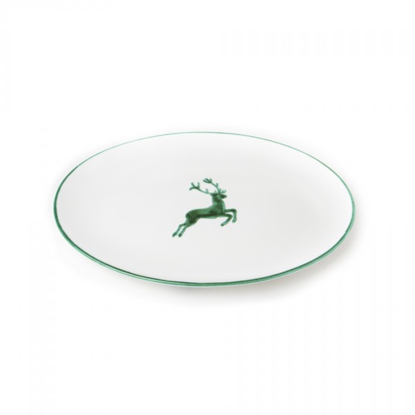 Gmundner Keramik Grüner Hirsch Platte oval Cup (POSE38) 38 cm