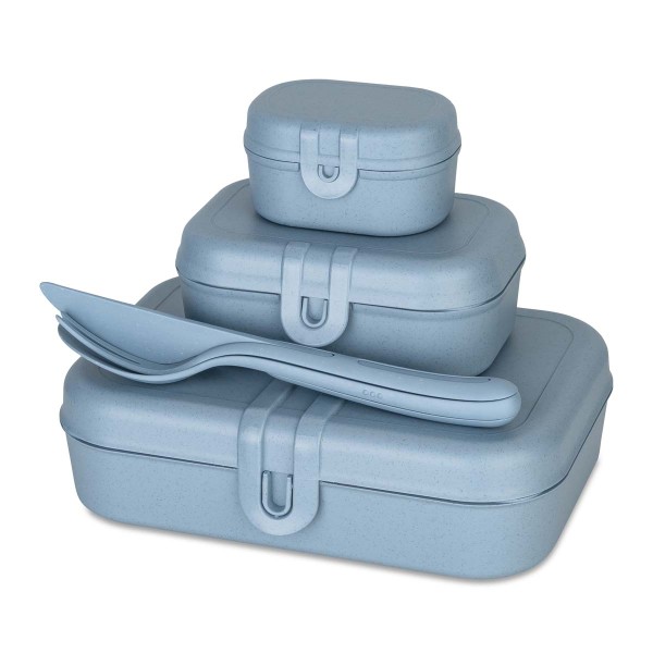 Koziol PASCAL READY 7168716 Lunchbox-Set + Besteck-Set - Nature Flower Blue