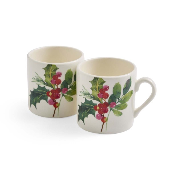 Portmeirion Botanic Garden Christmas Holly BGXHO1212G Espressoobertassen 0,09l Set 2tlg.