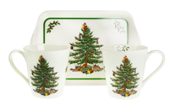 Spode Christmas Tree Set 2 Becher mit Tablett (X0011658338) 3-tlg.