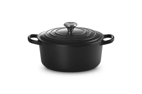 Le Creuset Gusseisen - Signature 21177220000430 Bräter rund mit schwarzer Innenemaille 22cm 3,3L - S