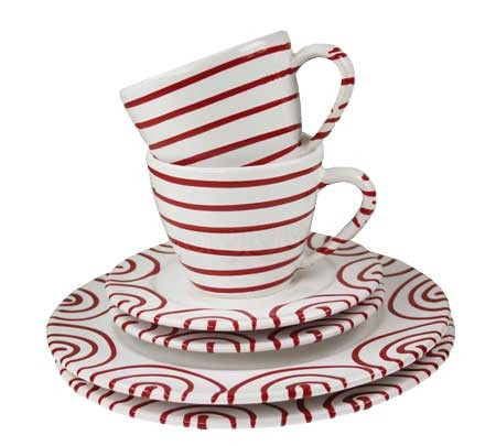 Gmundner Keramik Rotgeflammt Breakfast for Two, Gourmet (STSG06SET)