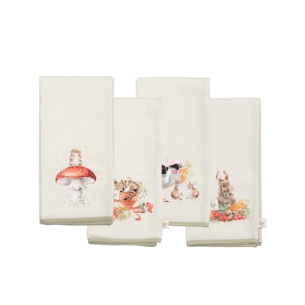 Wrendale Küchen-Textilien NAP002 &quot;Garden Friends&quot; - 4er-Set Stoffservietten