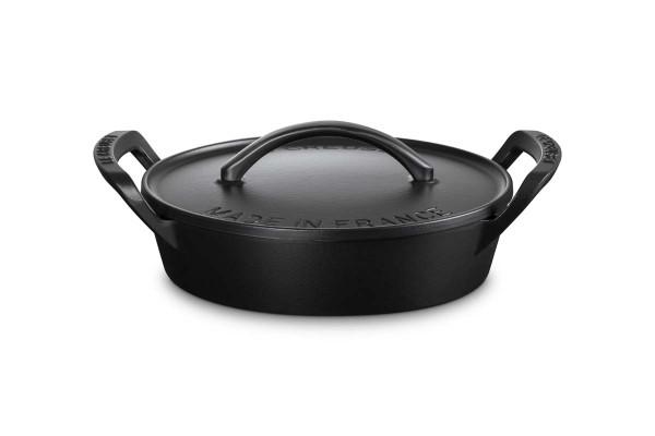 Le Creuset Gusseisen - BBQ 21277280000005 Bräter rund flach 28cm 3,2L - Schwarz Matt