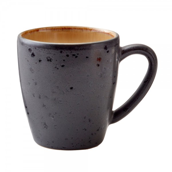 Bitz Becher mit Henkel klein (11348) schwarz/amber H: 8 cm, D: 6,8 cm, 19 cl