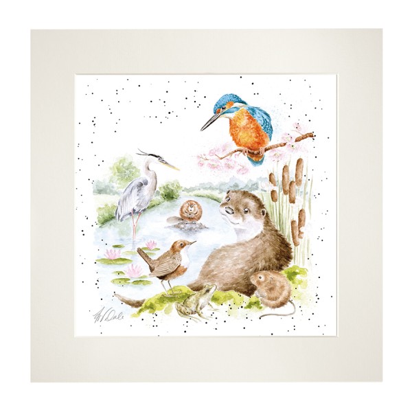 Wrendale Mounted Prints MP231 "The Riverbank" - Flusstiere