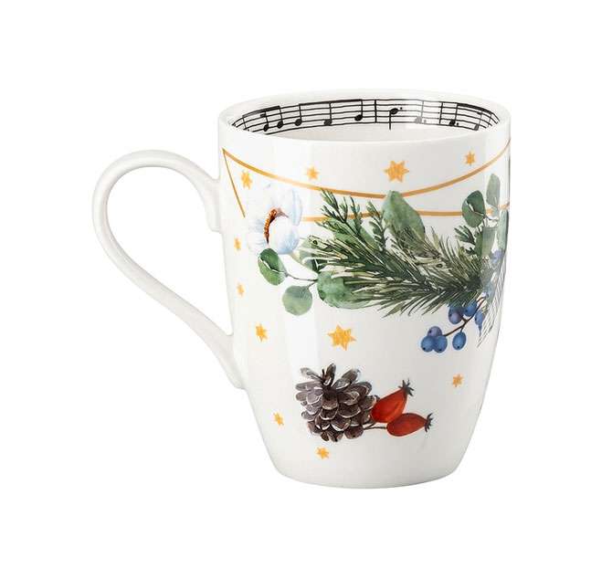 Rosenthal Hutschenreuther Weihnachtslieder Mini-Set 3-tlg. – Mit Stern-Teller, Becher & Kugel, Porzellan, Handbemalt