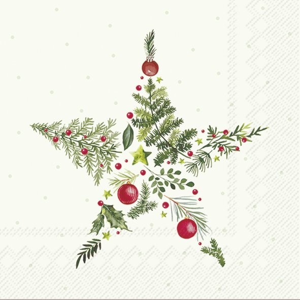 Ihr Christmas Branches Star L1124229 Lunch-Servietten 33 x 33 cm