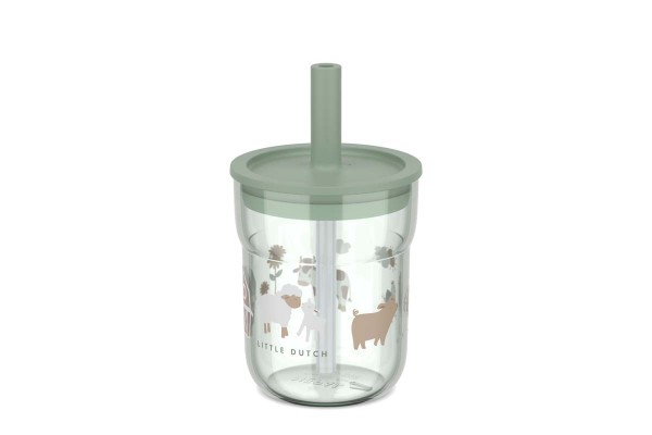 Mepal Mio - Little Farm 108023065399 Kinder-Trinkglas 250ml Mit Trinkhalm