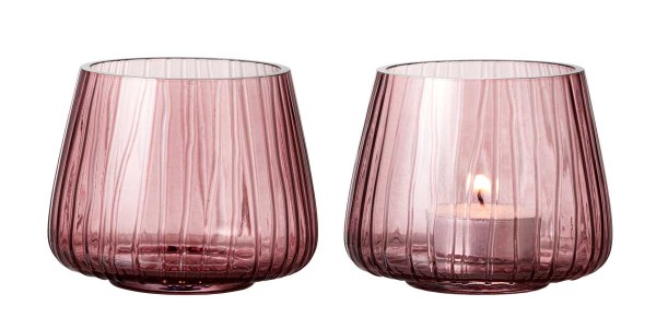 Bitz Kusintha 25592 Teelichthalter 7,5 cm 2 Stck. Pink Glas