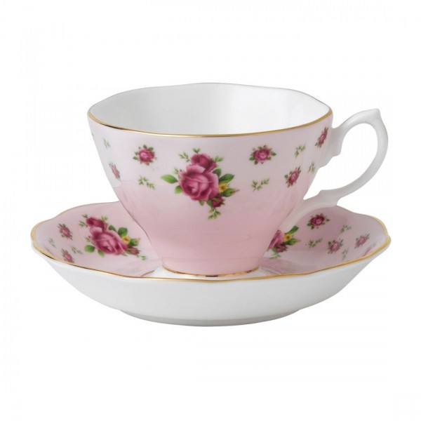 Royal Albert New Country Roses Pink Kaffee-/Teetasse mit Unterer (26135)