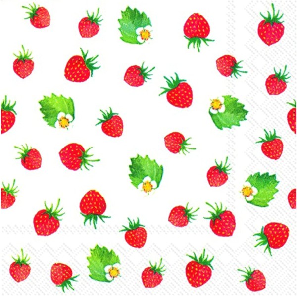 Ihr Sweet Strawberries C 542700 20 Cocktail-Servietten 25 x 25 cm