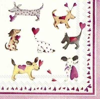 Ihr Love Heart Dogs C 808600 20 Cocktail-Servietten 25 x 25 cm