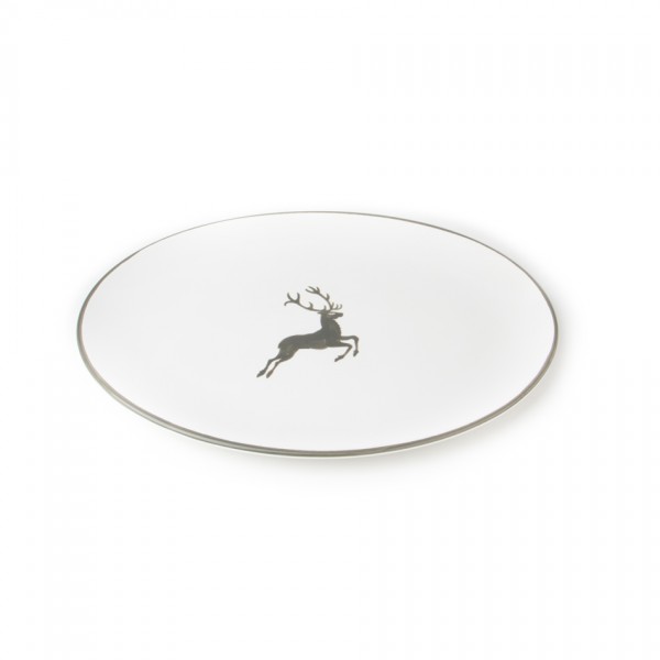 Gmundner Keramik Grauer Hirsch Platte oval Cup (POSE38) 38 cm