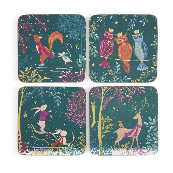 Portmeirion Woodland Tales X0010249203 Untersetzter 10,5x10,5cm - Set 4tlg. - Deer &amp; Robin