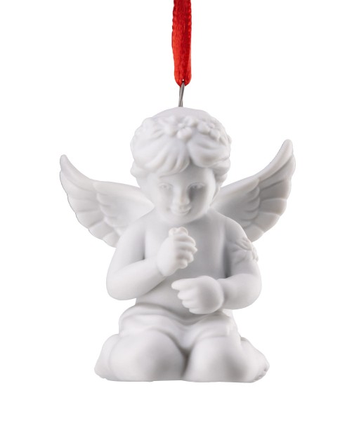Rosenthal Engel-Anhänger Weiss matt mit Blumenkranz 5,5 cm (Auslauf zum 31.12.24)