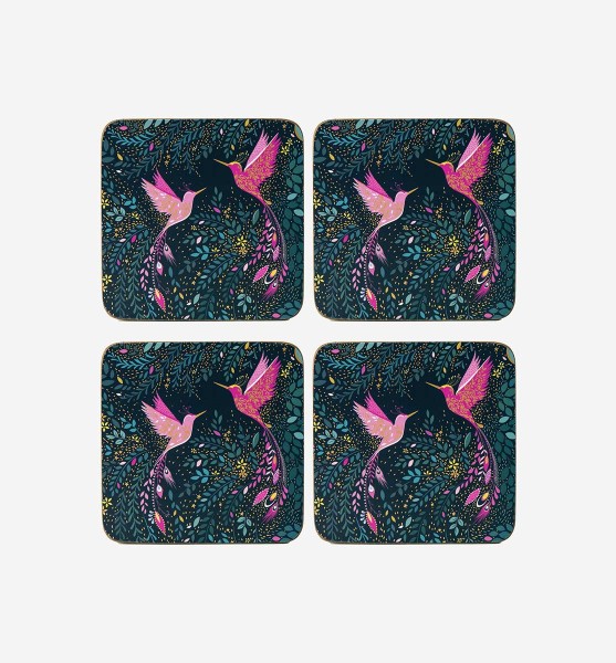 Portmeirion Sara Miller India X0010249222 Untersetzer eckig 10,5cm - Set 4tlg. - Hummingbird Paradis