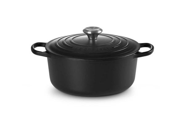 Le Creuset Gusseisen - Signature 21177260000430 Bräter rund mit schwarzer Innenemaille 26cm 5,3L - S