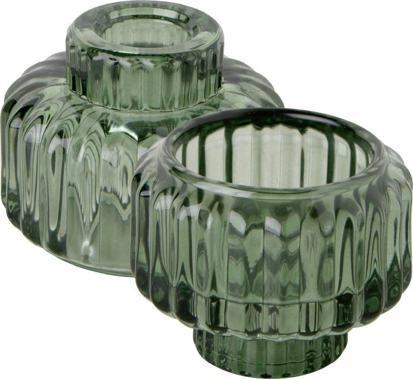 Ihr GLASS CANDLE HOLDER green KST 15820 Teelichthalter/Kerzenständer 7,5 x 6 cm