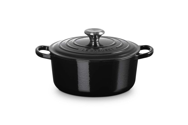Le Creuset Gusseisen - Signature 21177241402430 Bräter rund 24cm 4,2L - Schwarz Glänzend
