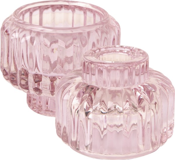 IHR Glass Candle Holder Light Rose KST15859 Teelichthalter/Kerzenständer 7,5 x 6 cm