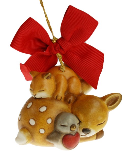Thun Zauberwald Weihnachtseichhörnchen mit Rehkitz und Vogel (S3075A82)