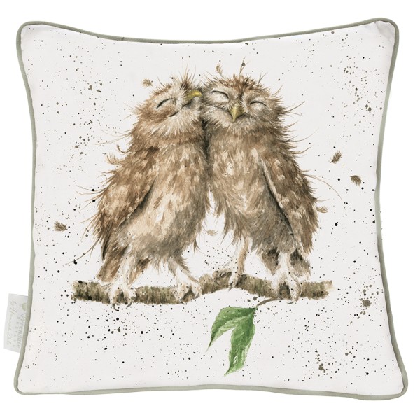 Wrendale Kissen LCU001 &quot;Birds of a Feather&quot; - Eulen - quadratisch - 60cm