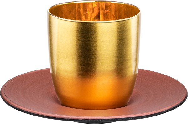 Eisch Cosmo collect Espressoglas 109/6 Gold-Kupfer mit Untersetzer in GR