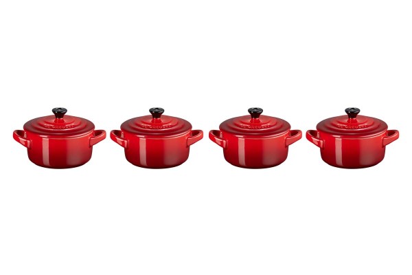 Le Creuset Poterie 79212100600100 Mini-Cocotte 4er-Set - Kirschrot