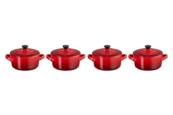 Le Creuset Poterie 79212100600100 Mini-Cocotte 4er-Set - Kirschrot