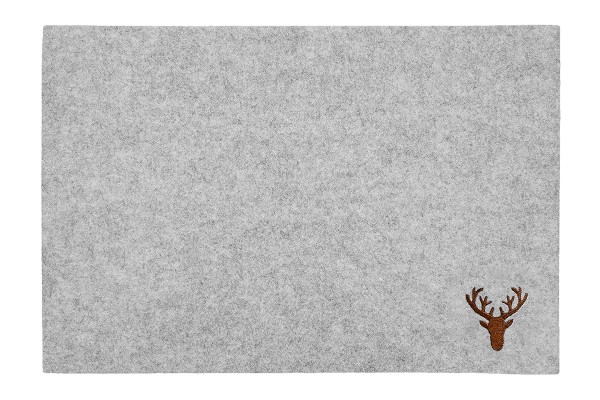 Gilde 41727 Filz-Platzset rechteckig "Hirsch" - hellgrau