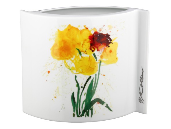Tettau Oskar Koller gelbe Tulpen Vase oval 20 cm Vista