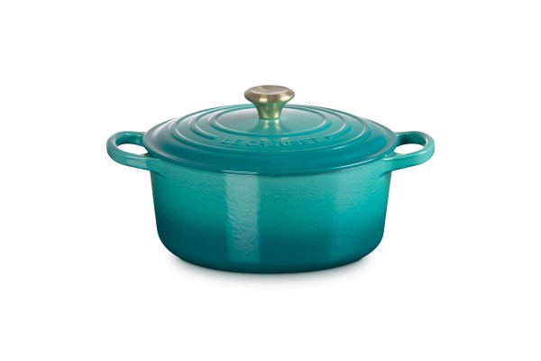 Le Creuset Gusseisen - Signature 21177220994450 Bräter rund 22cm 3,3L - Bleu Riviera