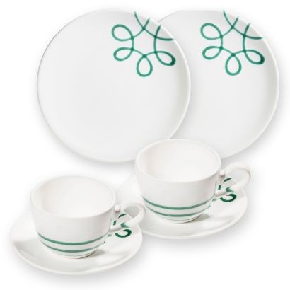 Gmundner Pur geflammt Grün 0109STSC06SET Frühstück für 2 Cup