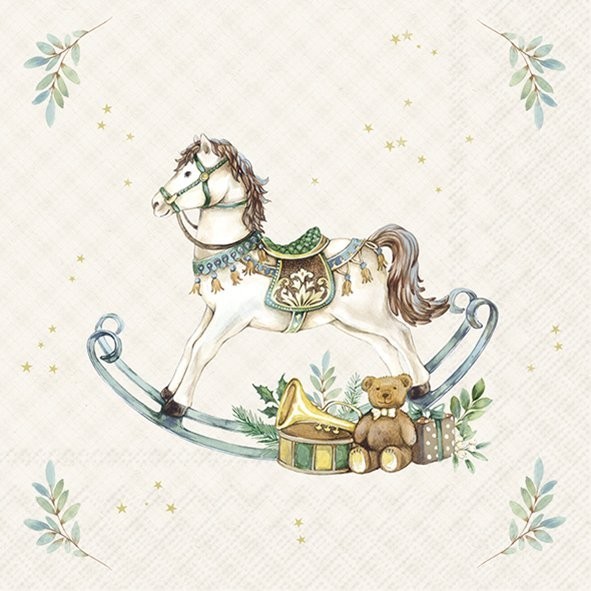 Ihr Nostalgic Rocking Horse Cream C1119360 Cocktail-Servietten 25 x 25 cm
