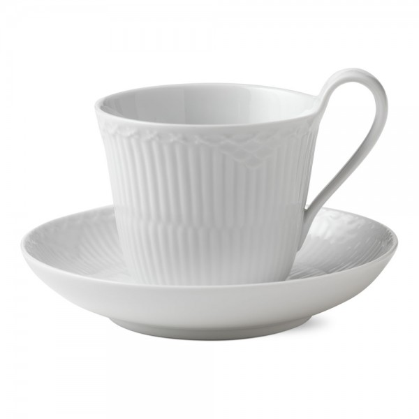 Royal Copenhagen White Fluted Half Lace Tasse mit Unterer hoher Griff 25cl