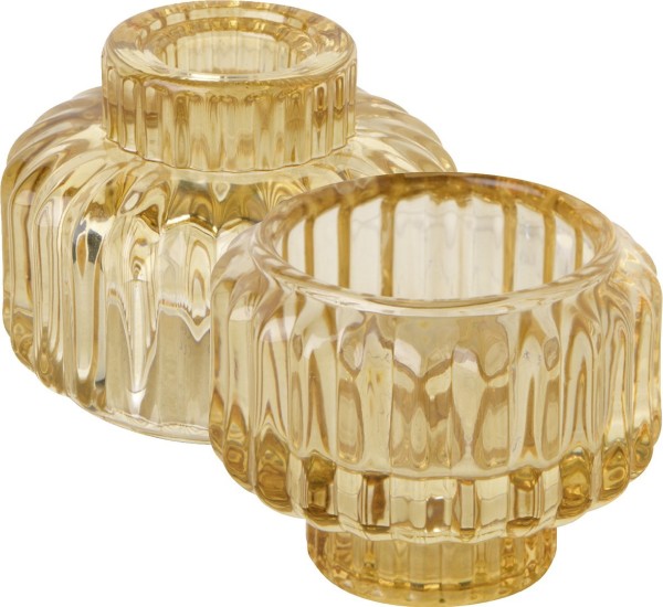 Ihr GLASS CANDLE HOLDER amber KST 15871 Teelichthalter/Kerzenständer 7,5 x 6 cm