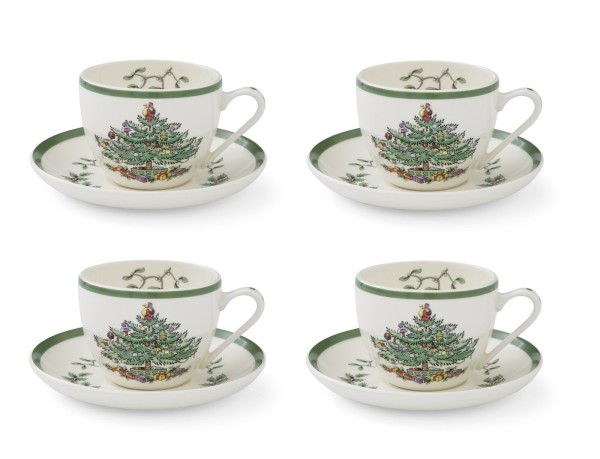 Spode Christmas Tree (XT1164) Obertasse mit Untertasse 0,20l - 4er-Set