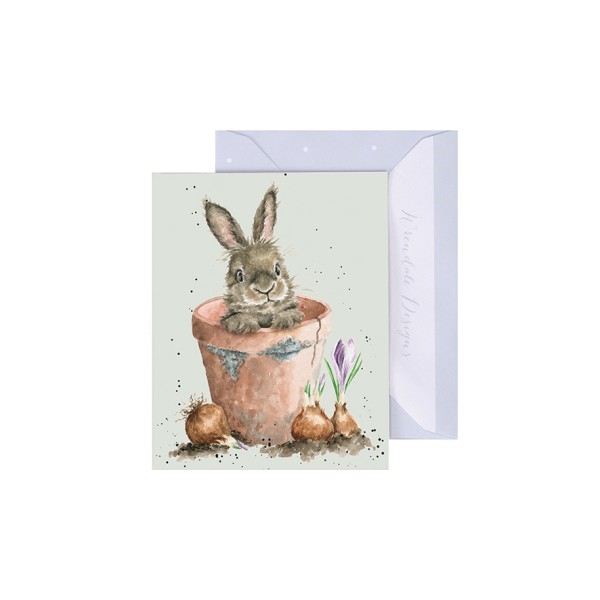 Wrendale Mini-Karten GE121 Flower Pot Bunny Gift