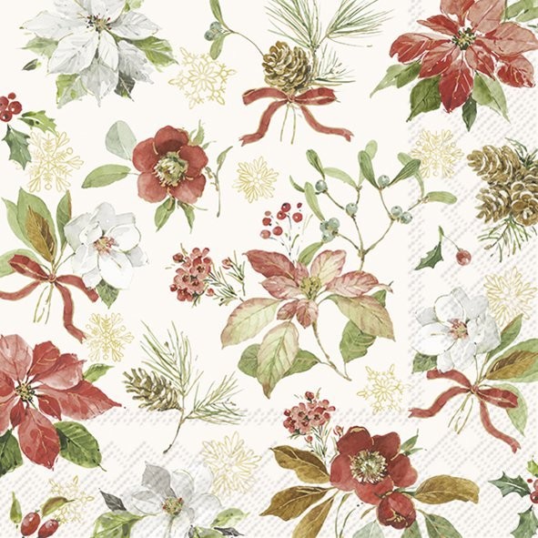 Ihr POINSETTIA FLOWERS cream L1087460 Lunch-Servietten 33 x 33 cm