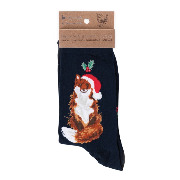 Wrendale Frauensocken XSOCK002 &quot;Festive Fox&quot; - Fuchs