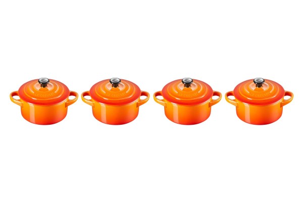 Le Creuset Poterie 79212100900100 Mini-Cocotte 4er-Set - Ofenrot