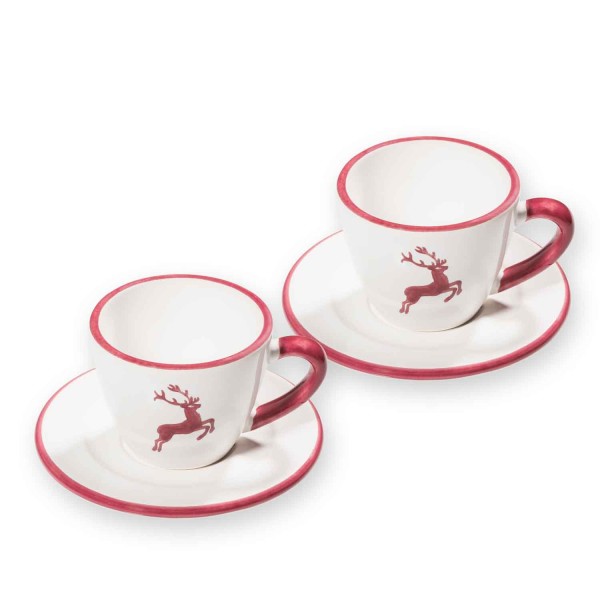 Gmundner Bordeauxroter Hirsch 0320STES02SET Espresso für 2