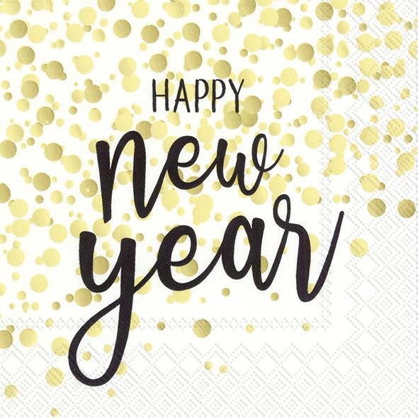 Ihr Confetti New Year Gold C894109 Cocktail-Servietten 25 x 25 cm